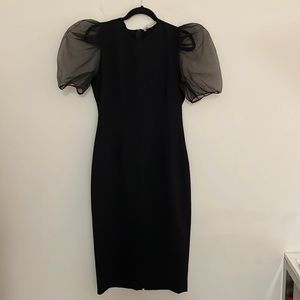 Zara NWOT black pencil puff sleeve dress